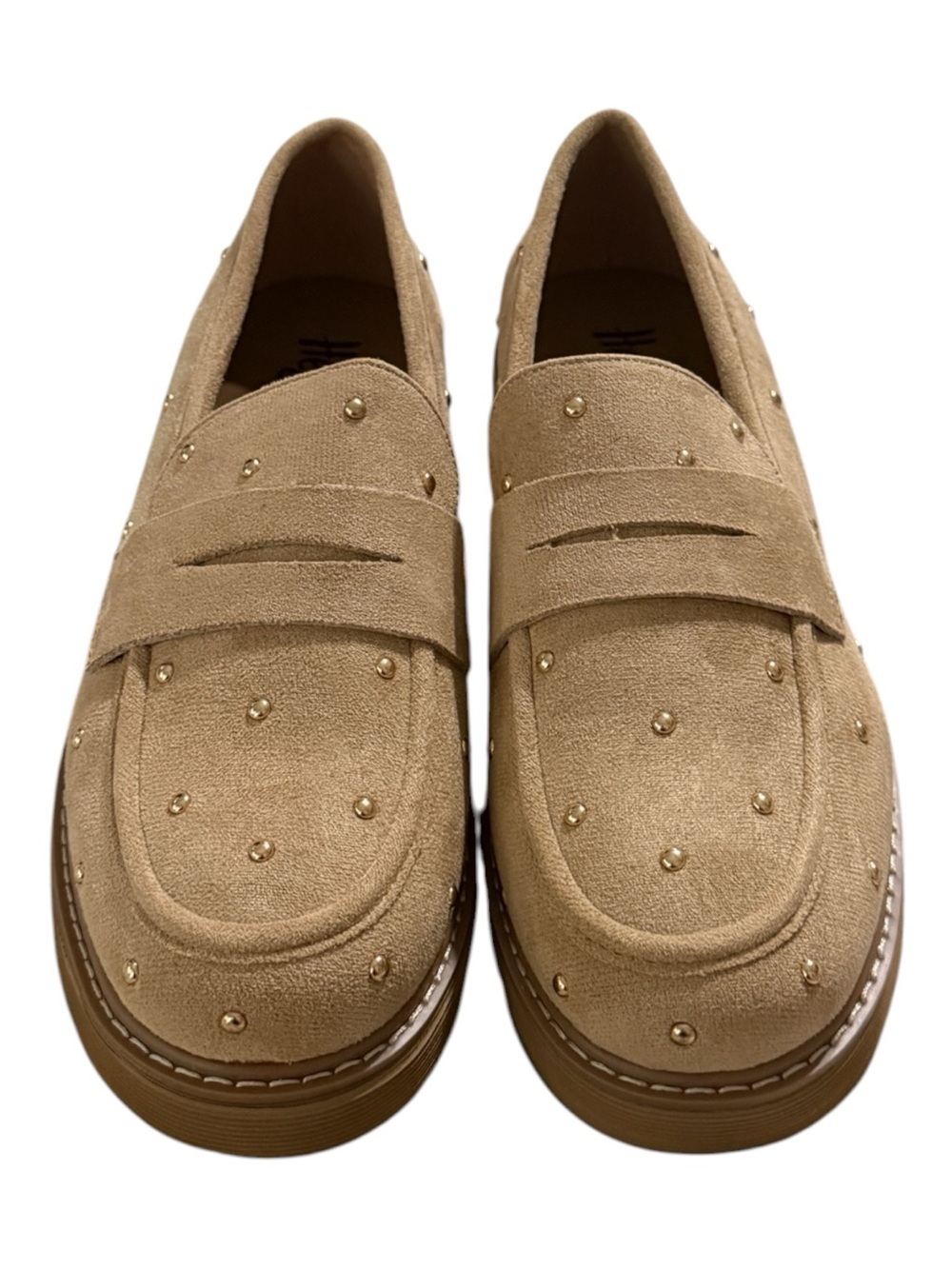 Hey Girl by Corkys Stud Muffin Loafers Size 10 Tan Studded NWOB